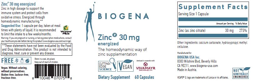 Biogena Zinc 30 mg Energized