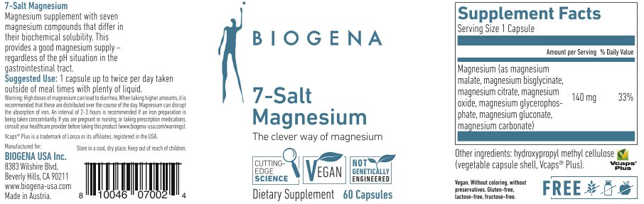 Biogena 7-salt magnesium supplement facts