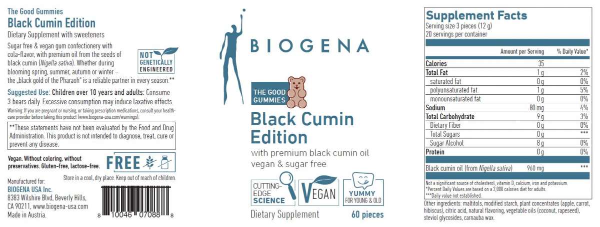 Biogena Good Gummies Black Cumin Edition Supplement Facts